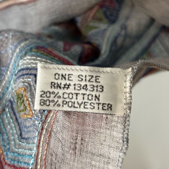 Boho Embroidered boat neck poncho top one size multicolor 25” x 54” - Picture 11 of 11